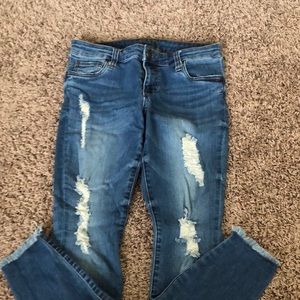 Dark wash ripped skinny jeans